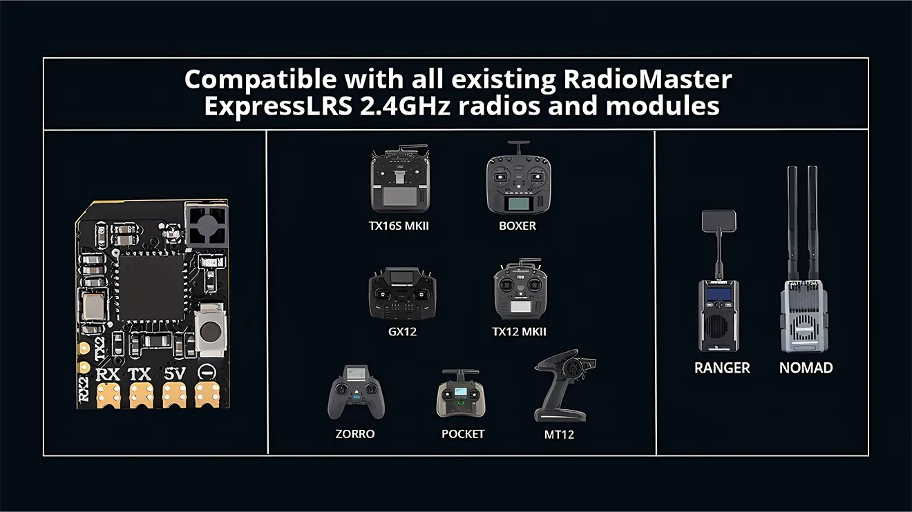 radiomaster xr2 nano 2.4ghz expresslrs receiver compatible pc