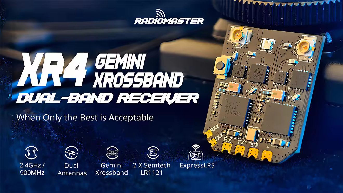 radiomaster xr4 gemini xrossband dual band expresslrs receiver