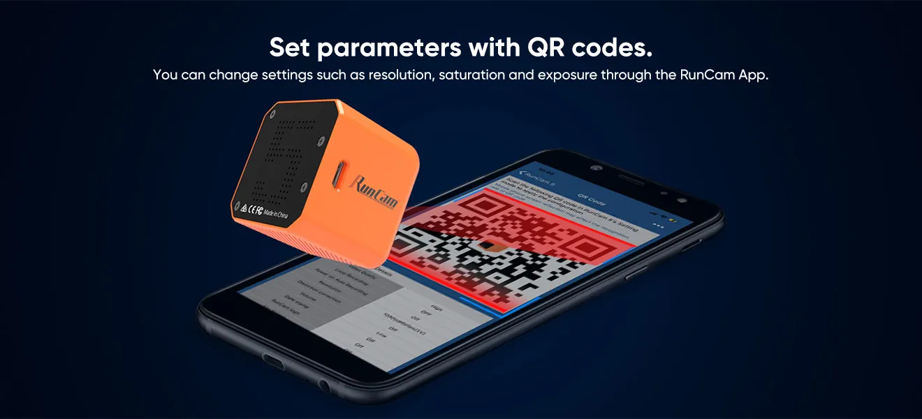 Runcam 5 Camera Set Parameters with QR Codes