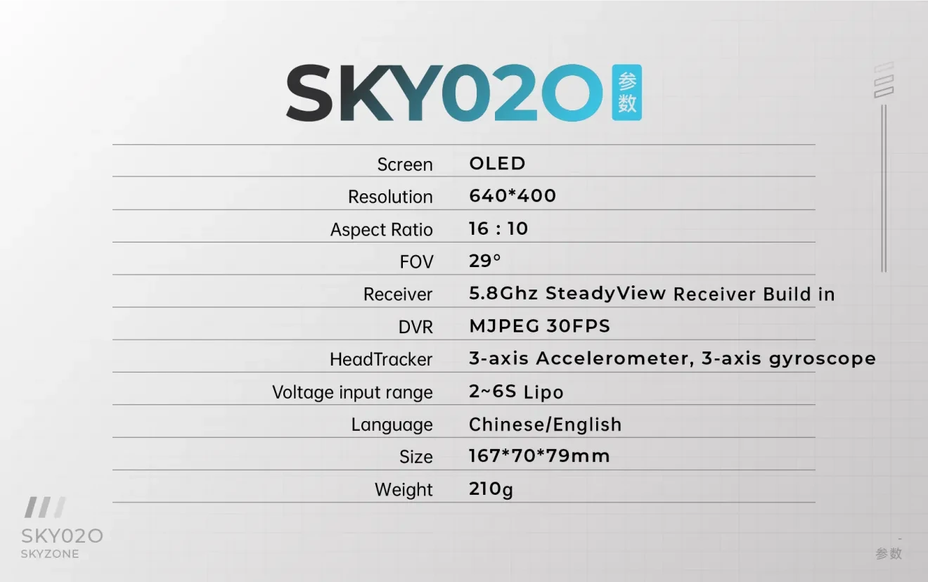 sky02o goggle specification