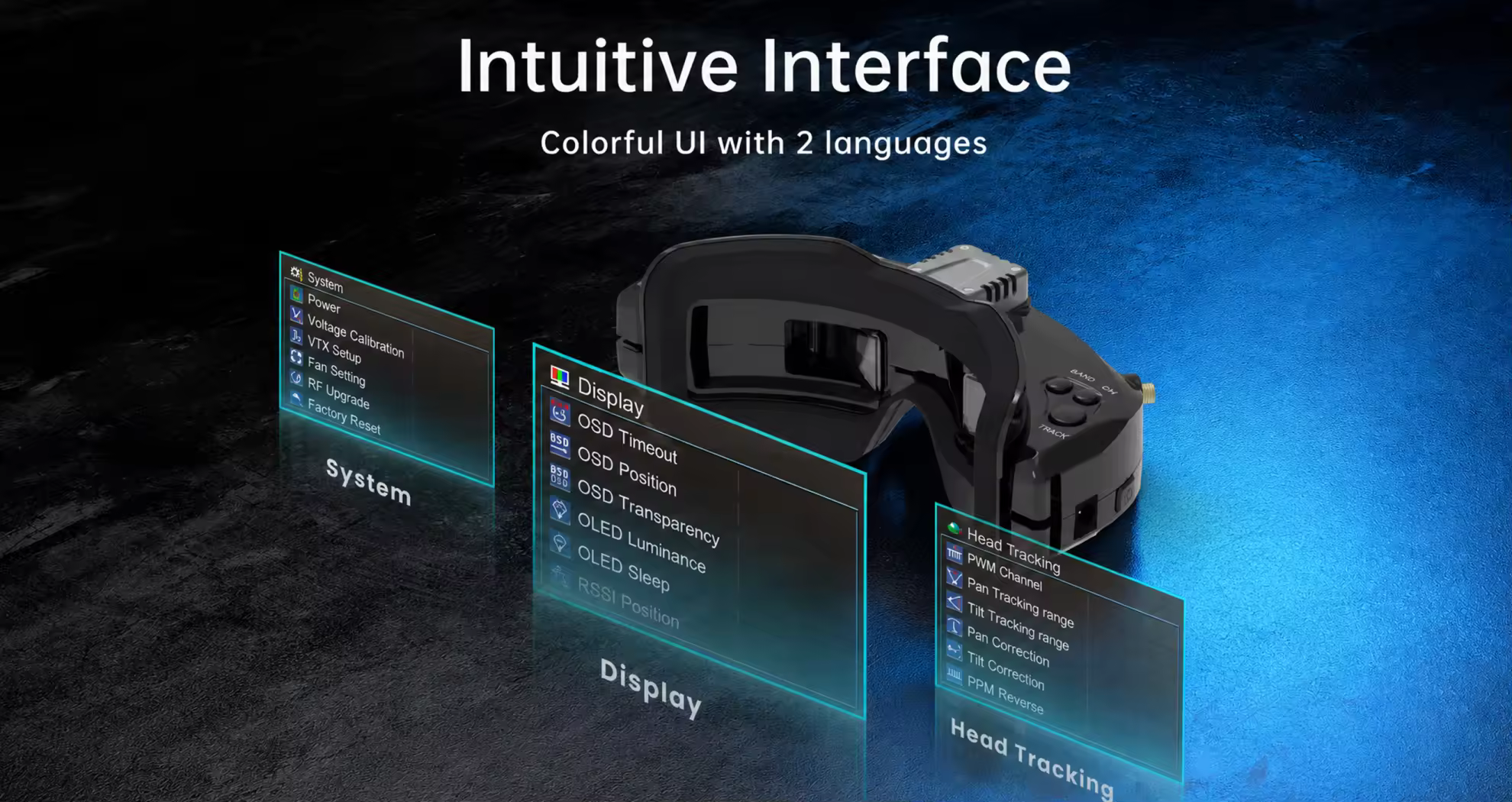 skyzone sky02o fpv goggle intuitive interface h5 pc