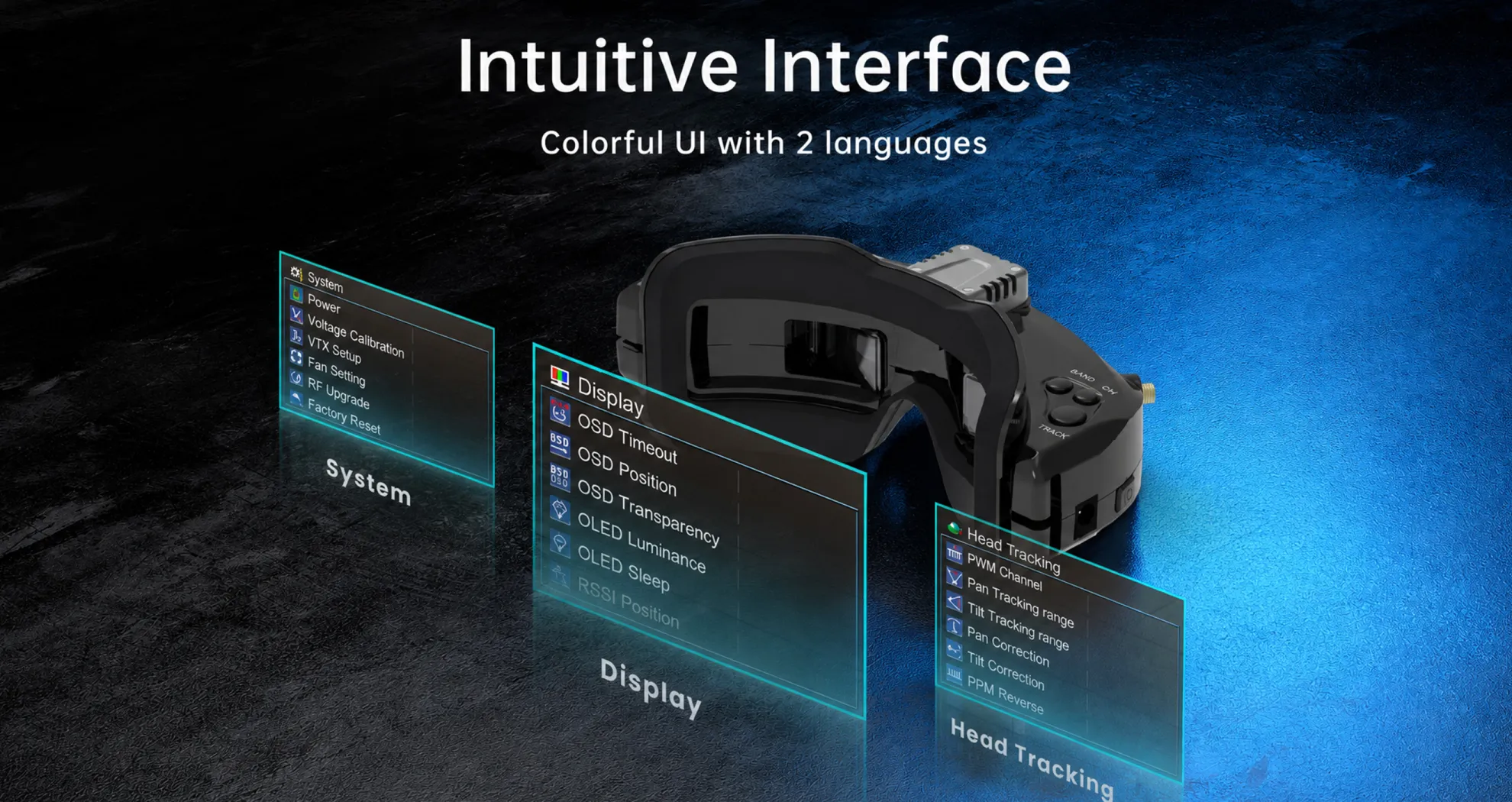 skyzone sky02o fpv goggle intuitive interface h5 pc