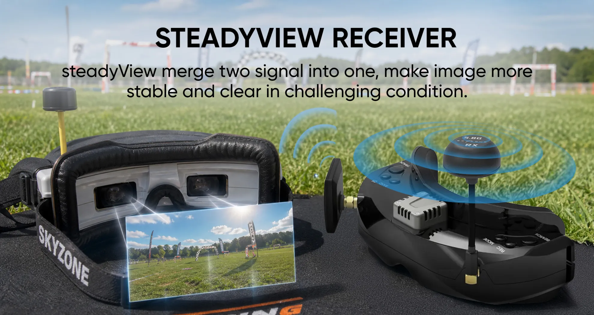 skyzone sky02o fpv goggle steadyview receiverh5 pc