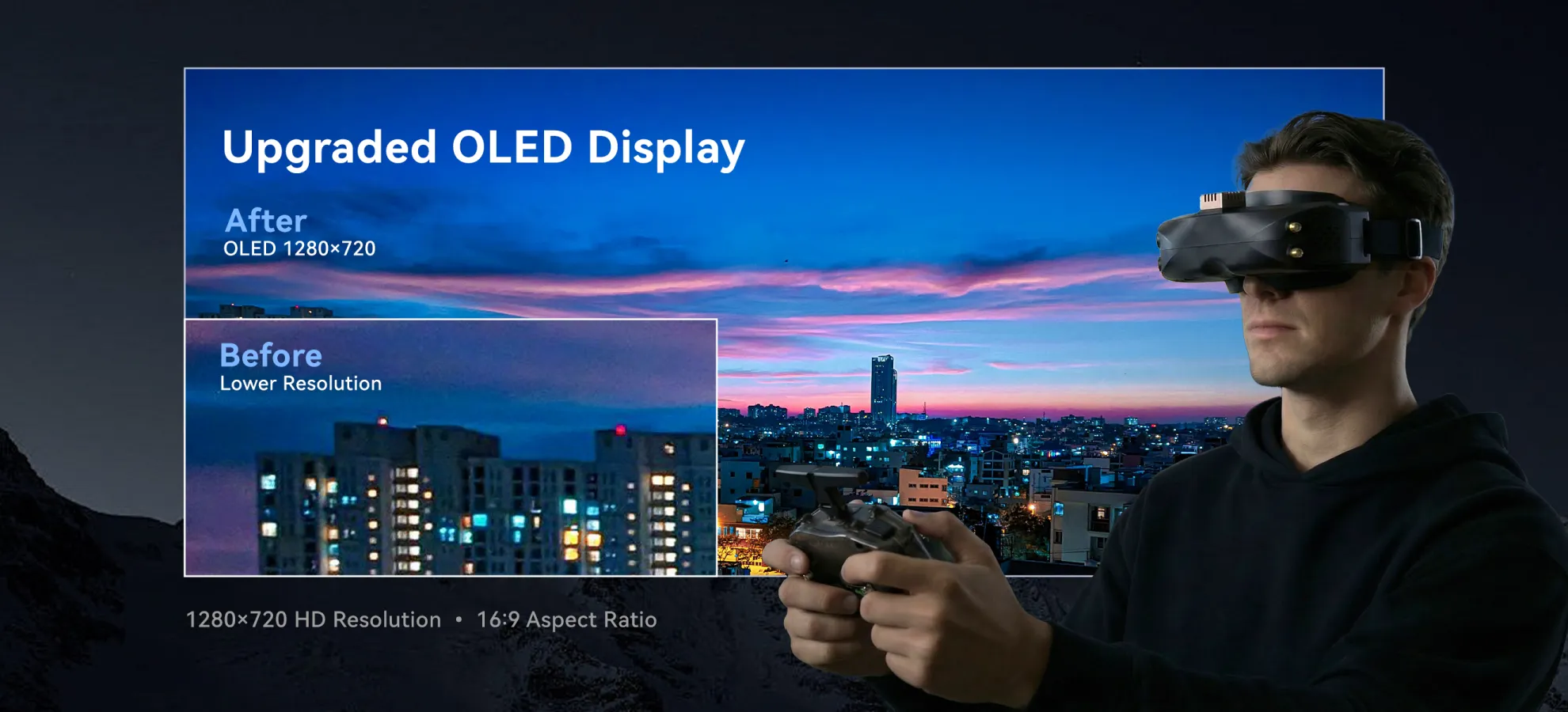 skyzone sky04o pro fpv goggles with head tracker for racing drones OLED