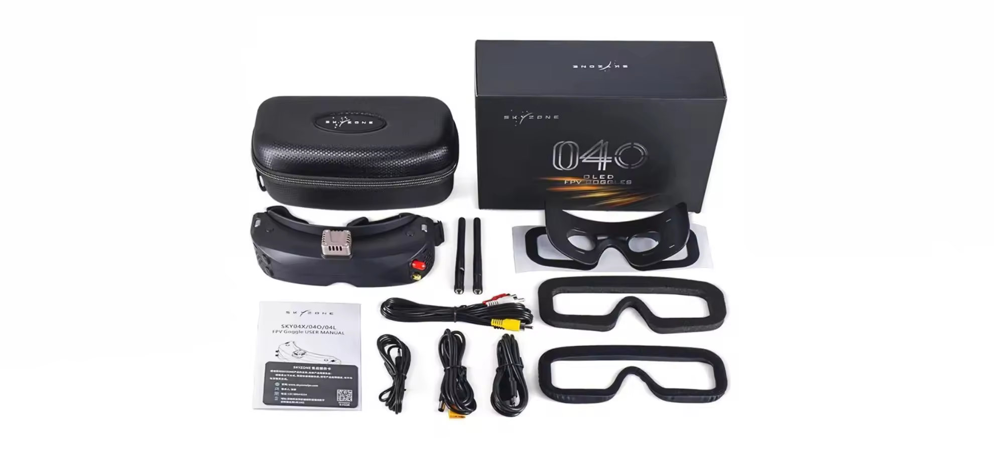 skyzone sky04o pro fpv goggles with head tracker for racing drones package