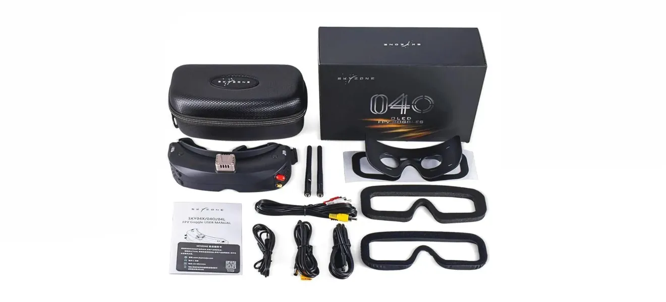 skyzone sky04o pro fpv goggles with head tracker for racing drones package