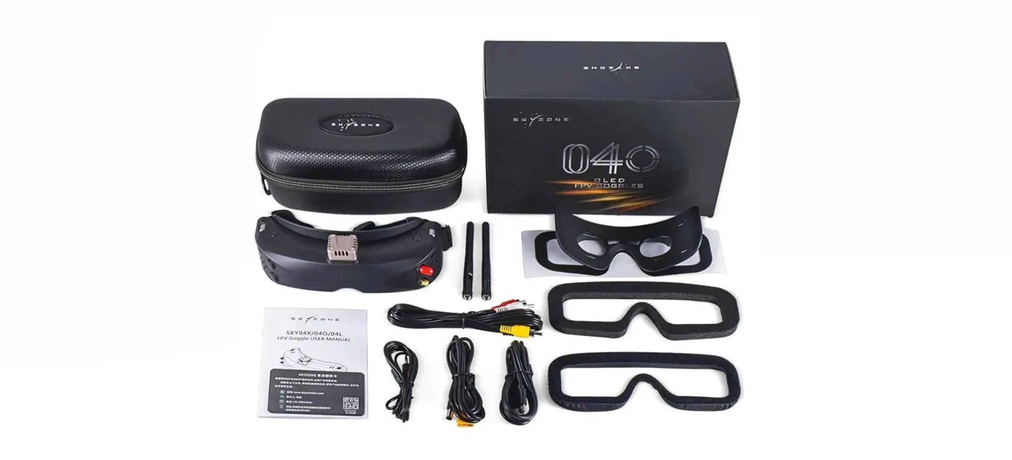 skyzone sky04o pro fpv goggles with head tracker for racing drones package