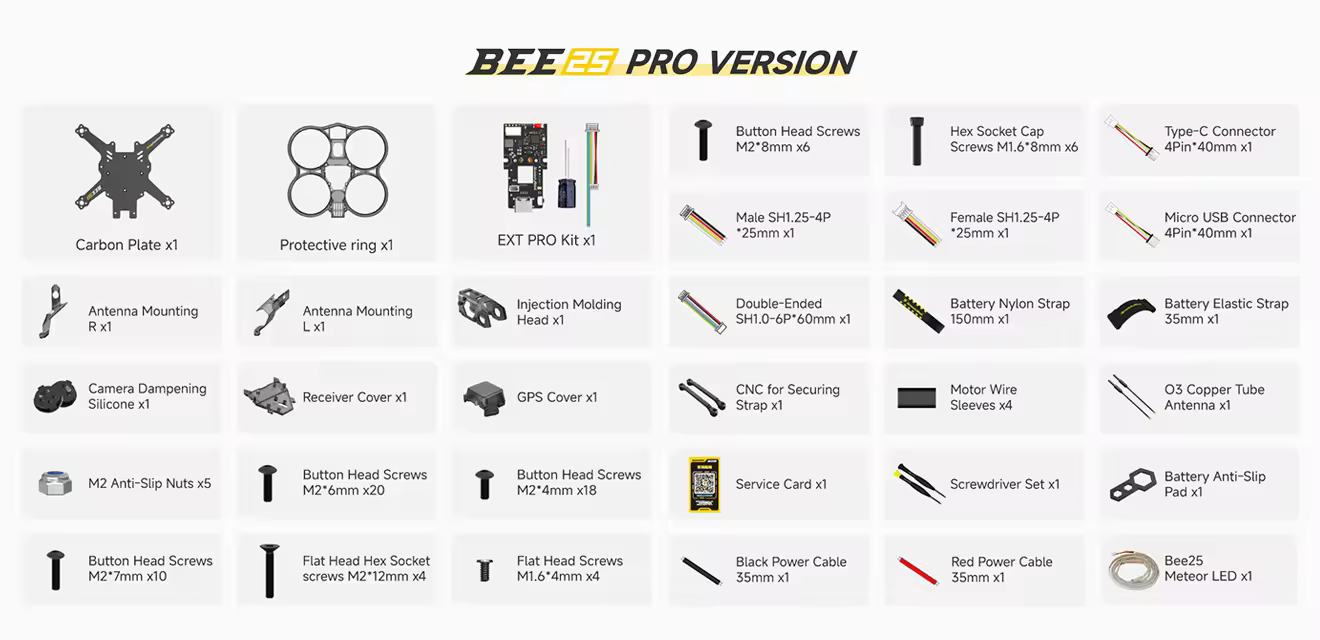 speedybee bee25 wireless tuning frame bee25pro packing list