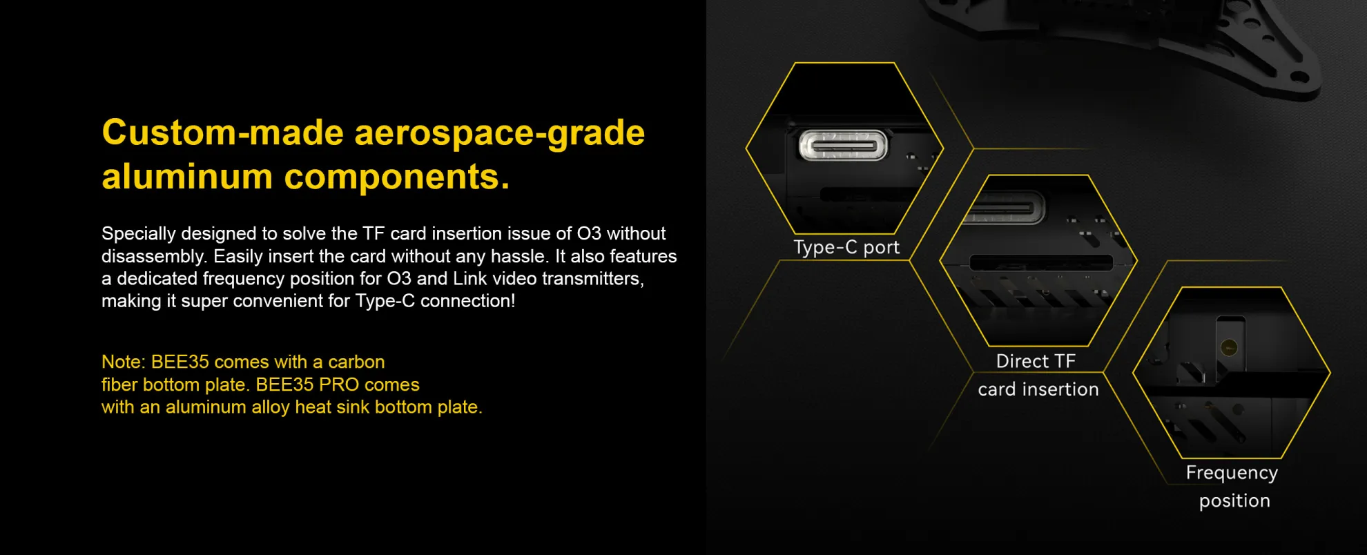 SpeedyBee Bee35 frame with carbon fiber bottom plate