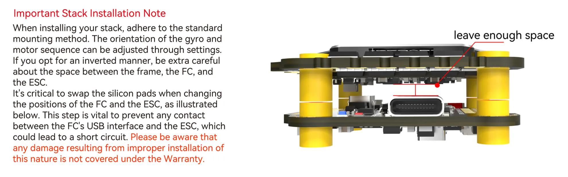 SpeedyBee F405 V4 55A stack installation note