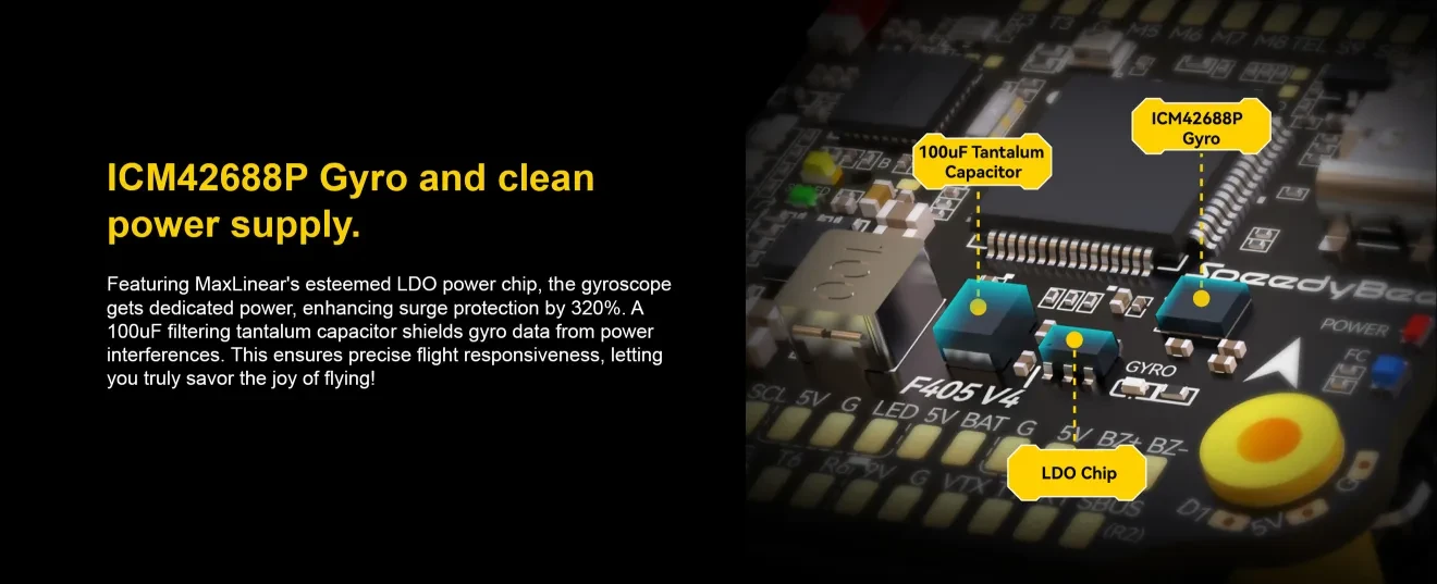 SpeedyBee F405 V4 55A stack with ICM42688p gyro