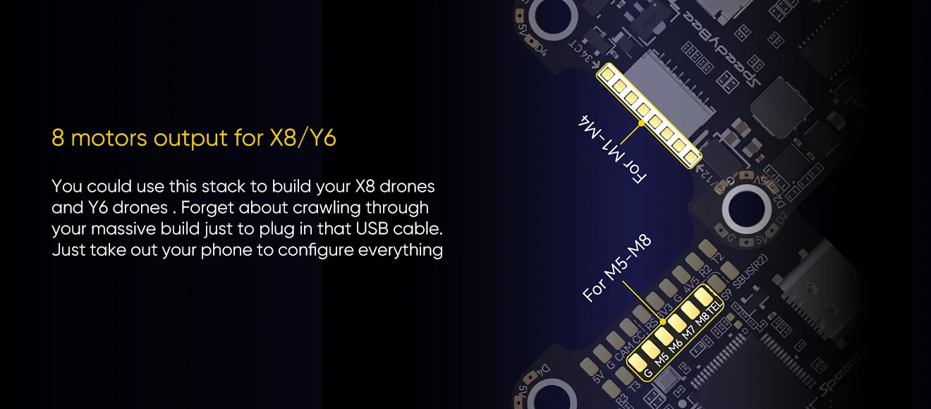 speedybee f405 v4 bls 60a stack 8 motors output
