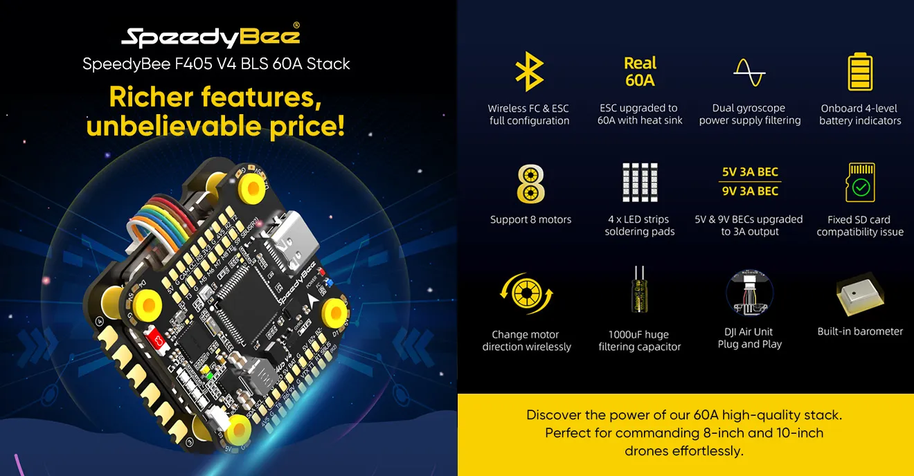 speedybee f405 v4 bls 60a stack features