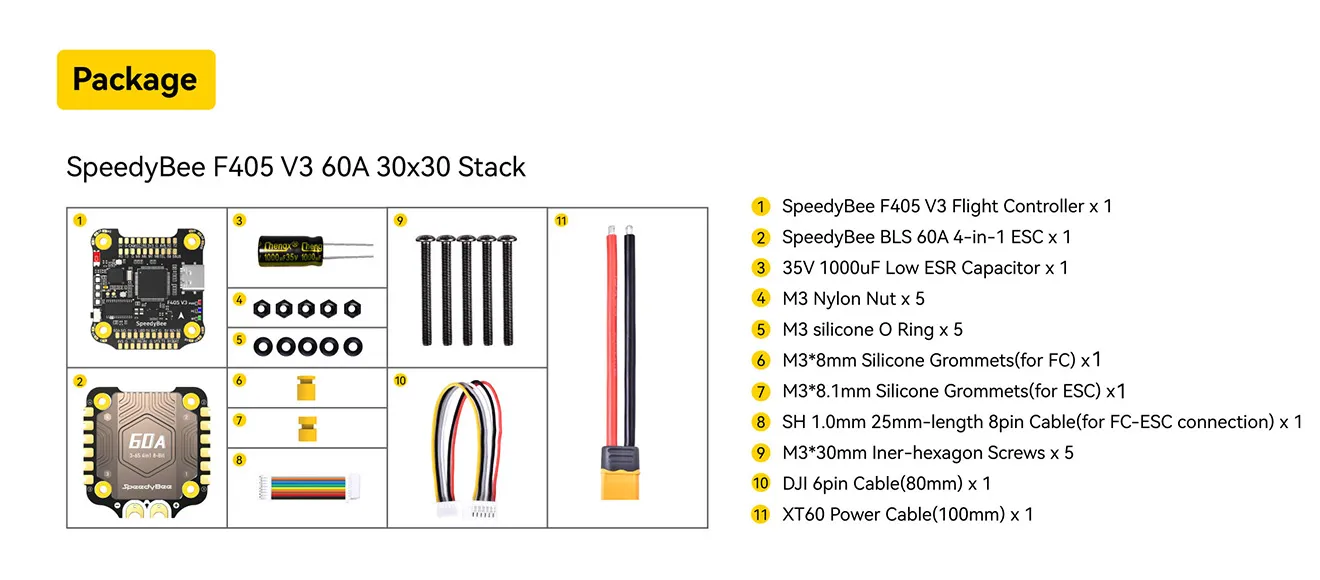 speedybee f405 v4 bls 60a stack package