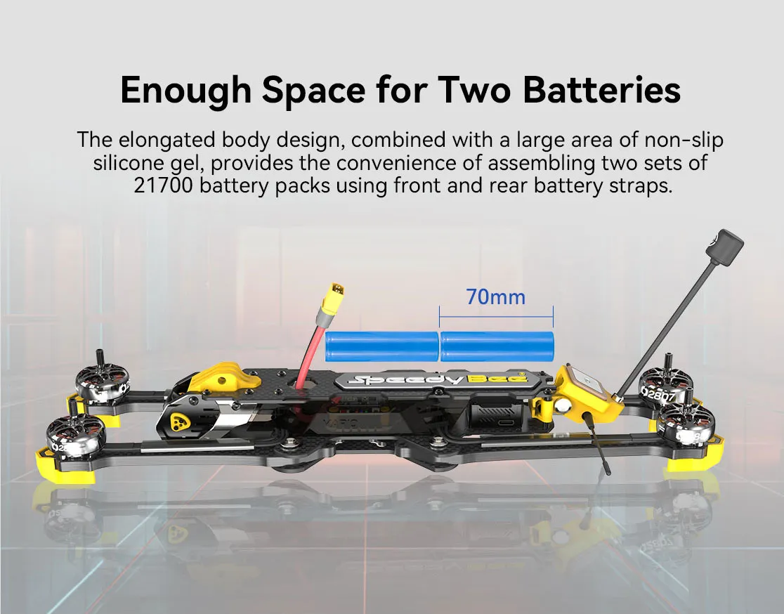 Speedybee mario 8 fpv frame enough space for two batteries