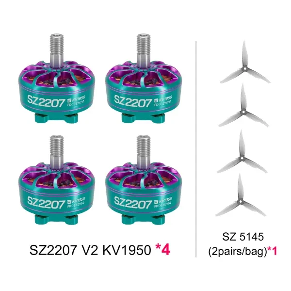 SZ2207 V2 1950KV Motorpropeller Cyan