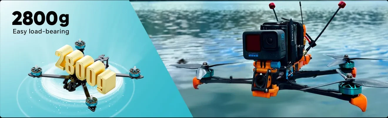 SZ2806.5 brushless motors features with effortless load bearing for 2800g build