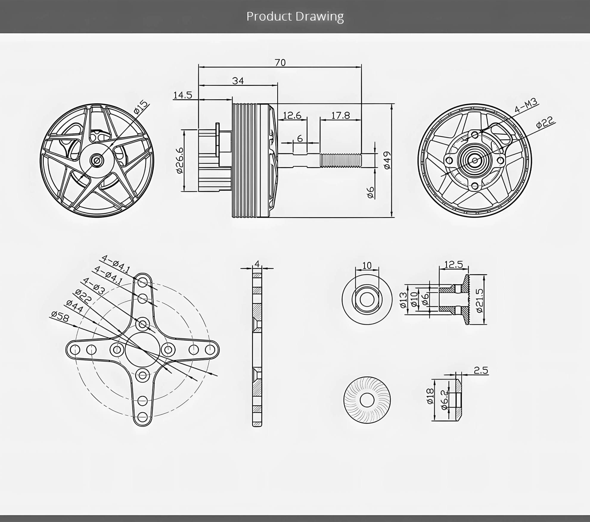 t hobby am480 motor size drawing
