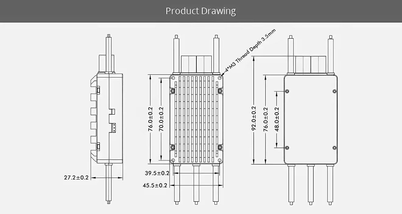 t hobby at115a 6 14s fixed wing drone esc drawing