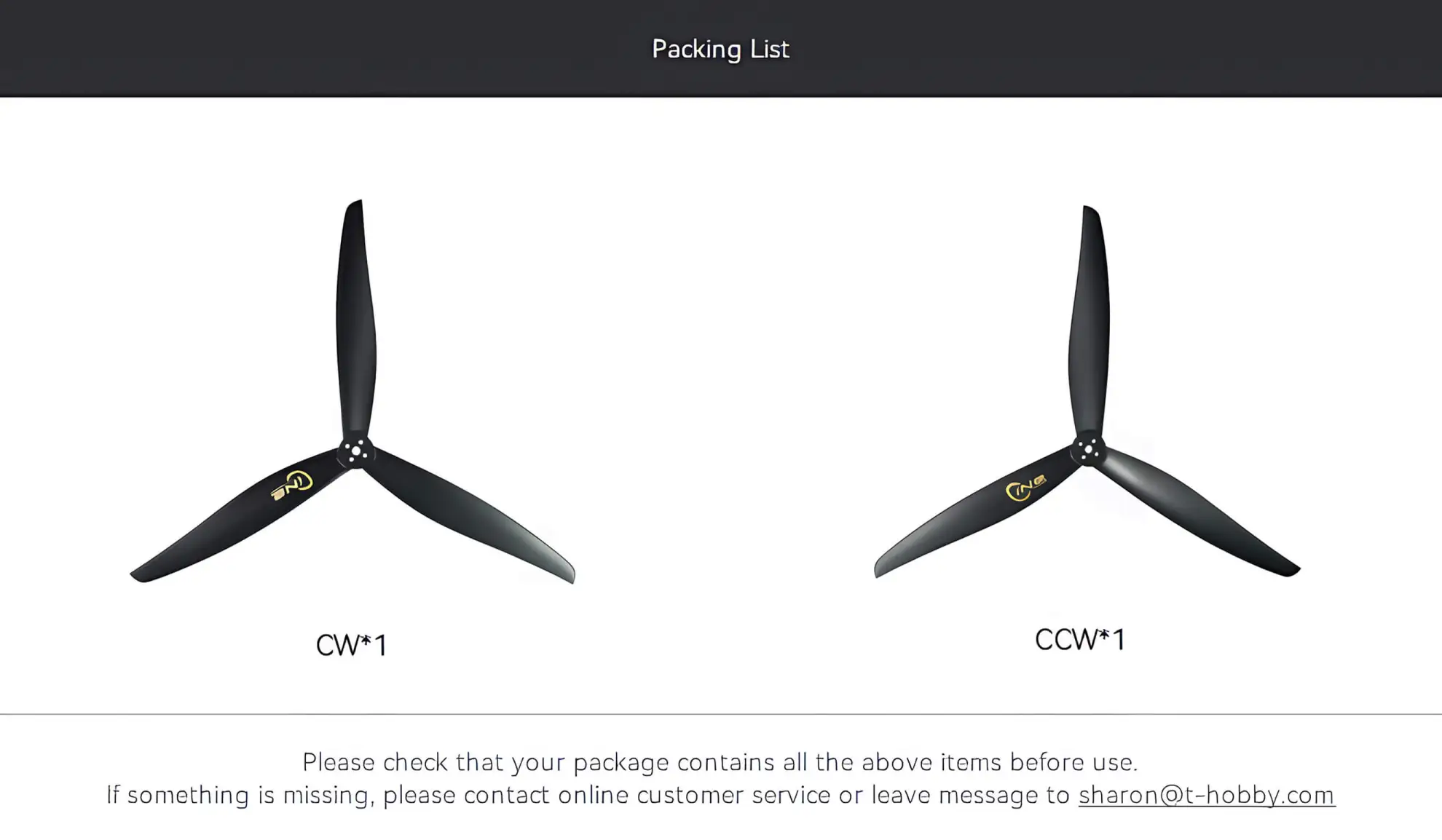 t hobby c13x10 cinematic fpv propeller package list