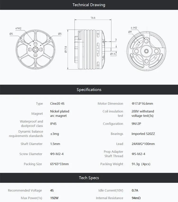 t hobby cine 20 4s motor specification pc