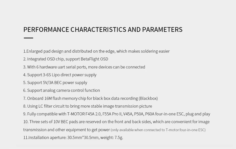 t hobby pacer f7 single sided fc characteristics and parameters