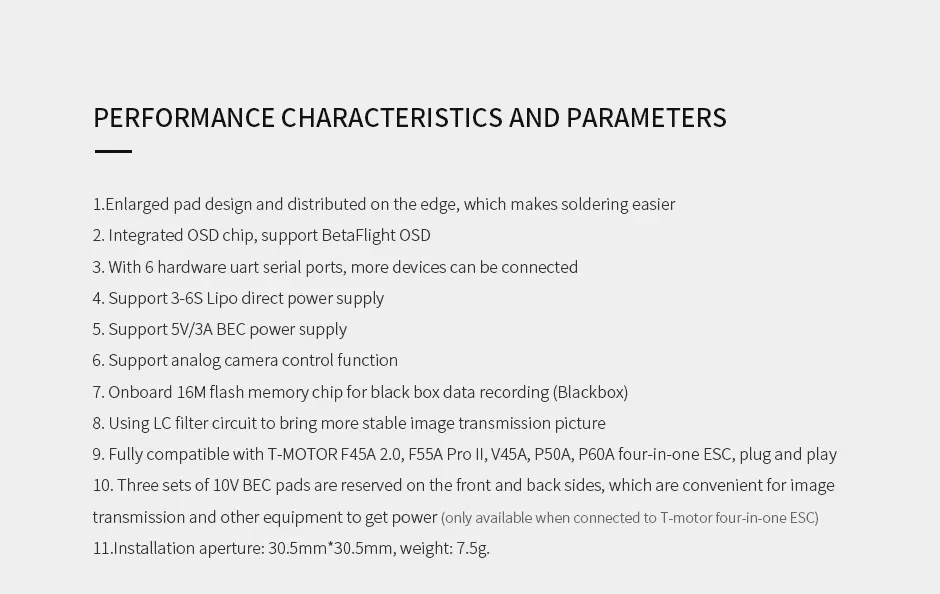 t hobby pacer f7 single sided fc characteristics and parameters
