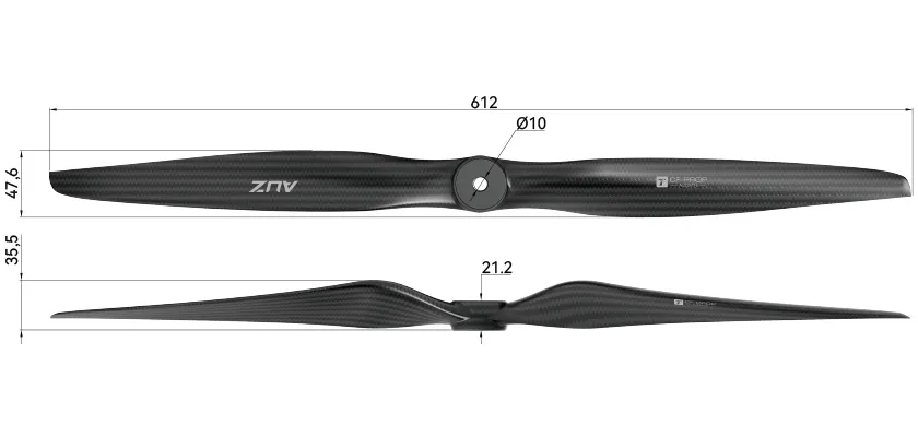 t motor auz24x16 carbon fiber fixed wing uav propeller drawing