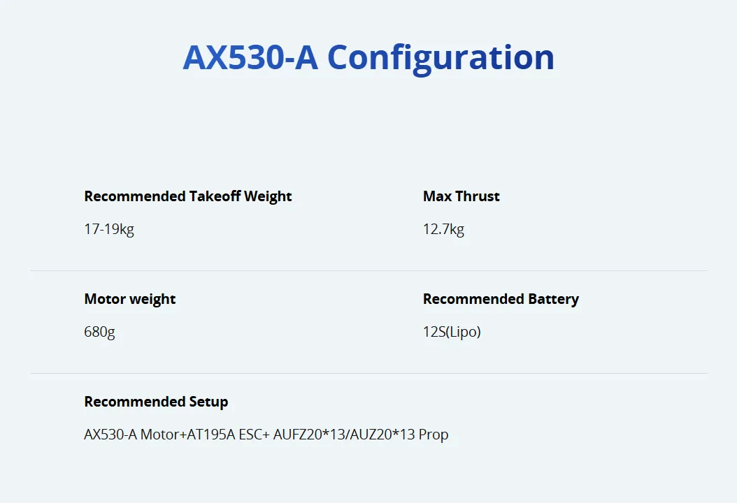 t motor ax530 a motorwith specifications