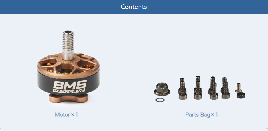 t-motor-bms-raptor-2306.5-v2-motor-contents T-Motor bms raptor 2306.5 v2 motor contents