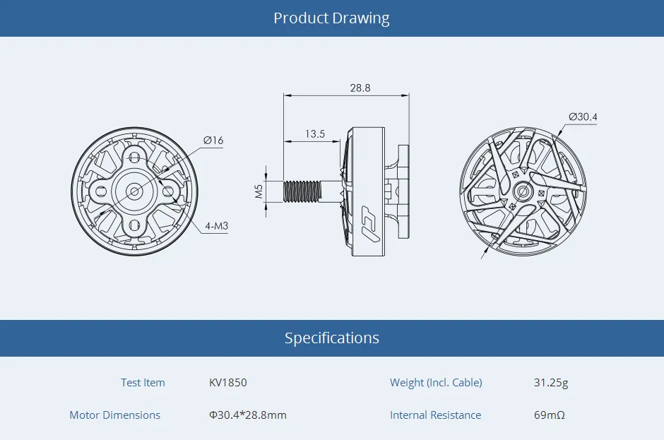T-Motor P2505 1850KV Motor of draw