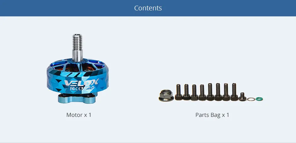T-motor velox veloce v2207.5 fpv motor of contents