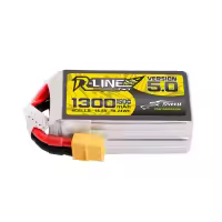 Tattu R-Line Version 5.0 1300mAh 4S 14,8V 150C Lipo Akkupack mit XT60 Stecker vorne