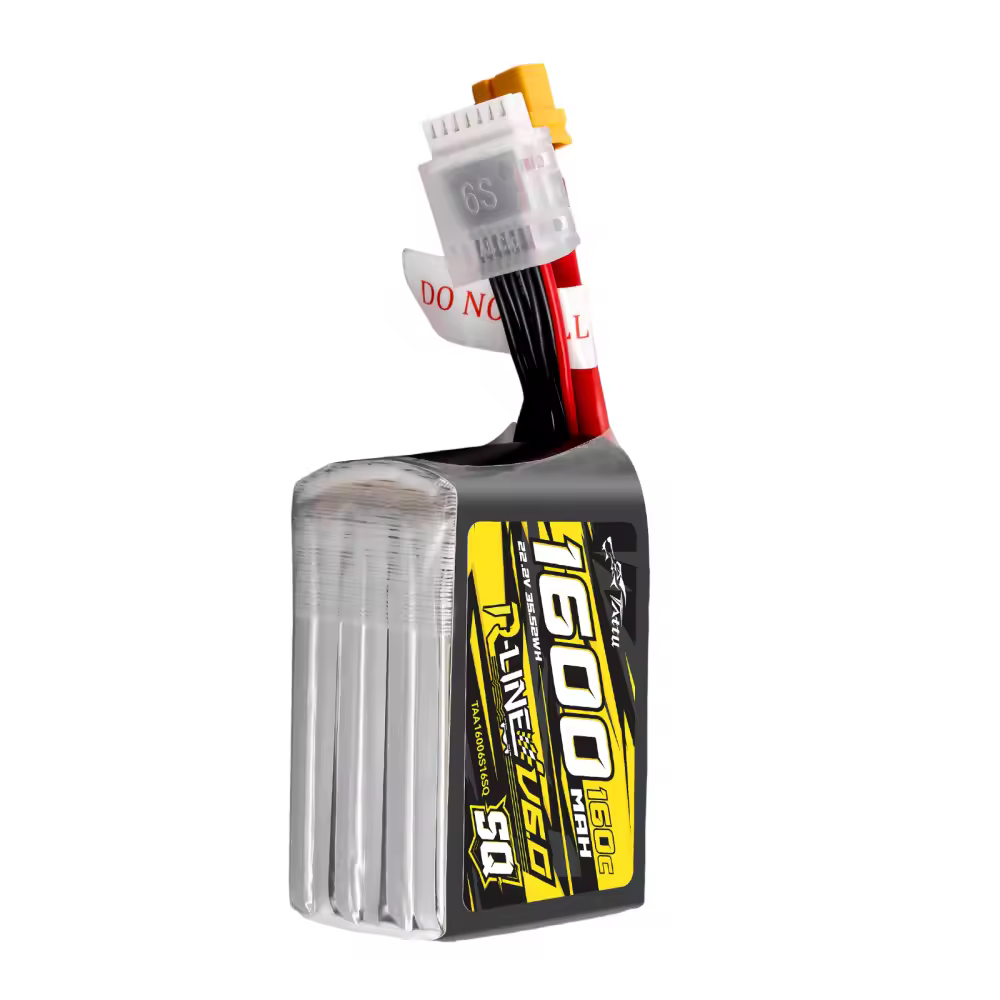 tattu r line version 6.0 1600mah 160c 6s 22.2v sq lipo battery pack with xt60 plug front