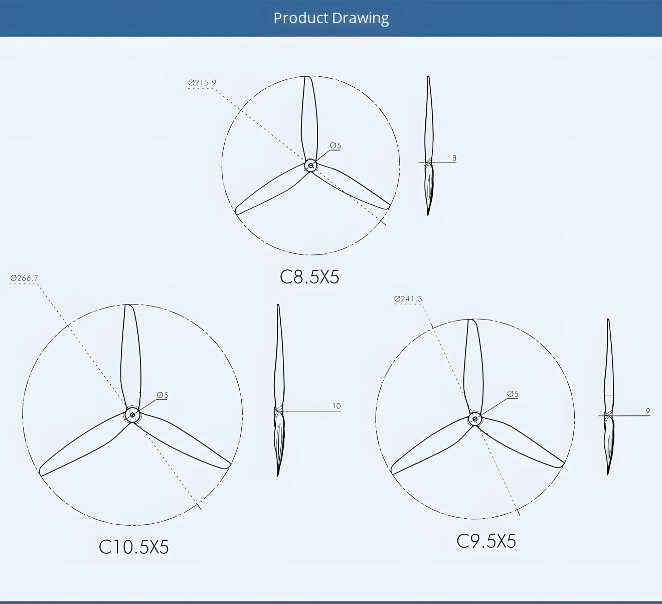 Cine 8.5 9.5 10.5 Cinelifter FPV Propeller