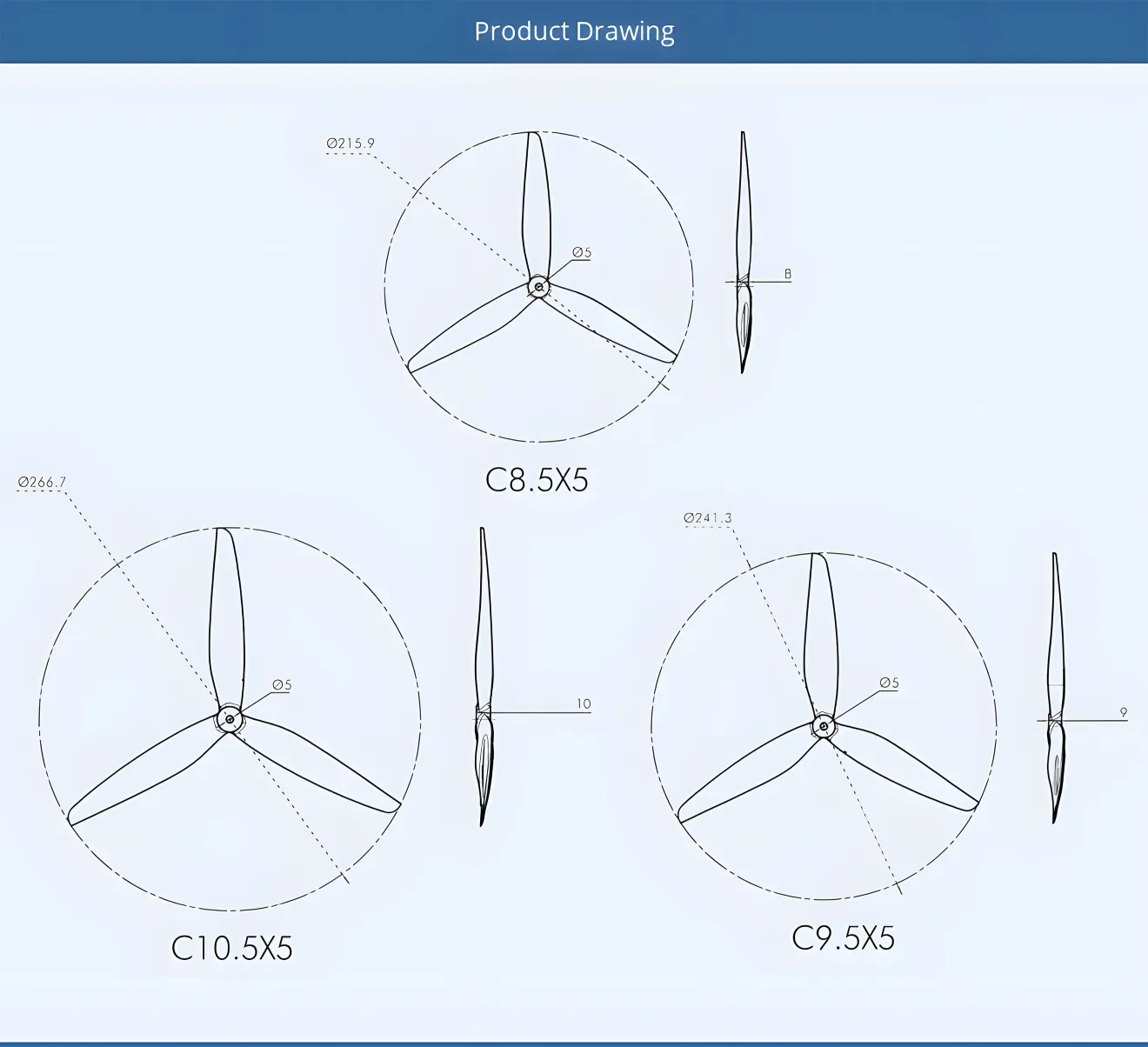 Cine 8.5 9.5 10.5 Cinelifter FPV Propeller