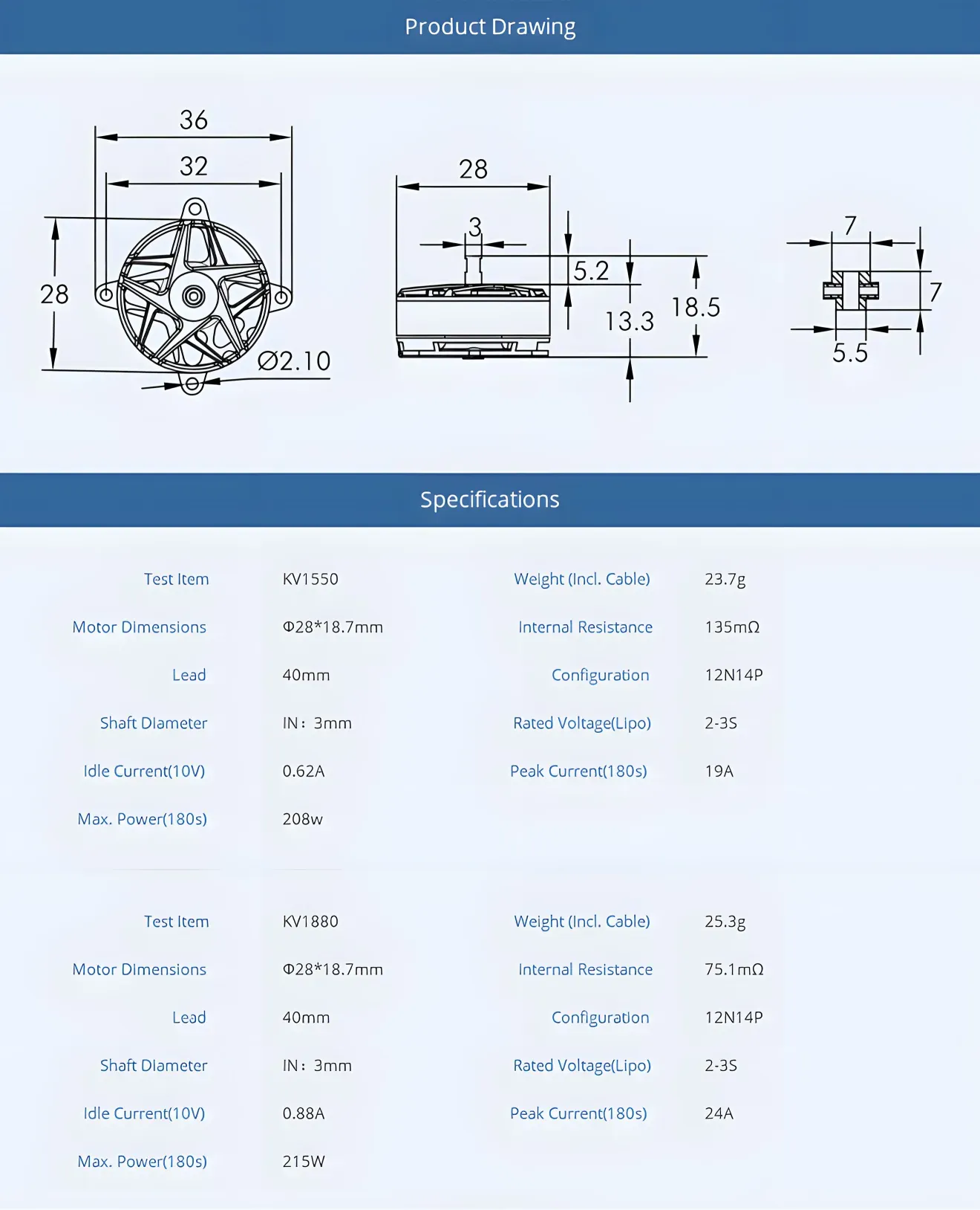 thobby am40 v2 f3p 3d4d fixed wing motor drawing and specification