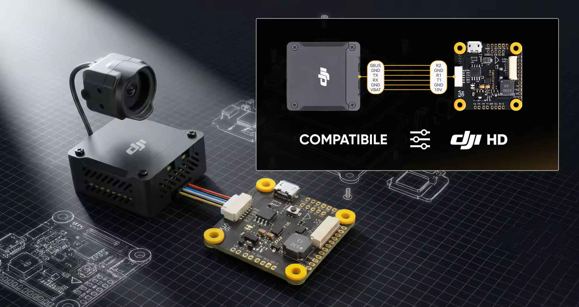 thobby f7 hd flight controller connect dji