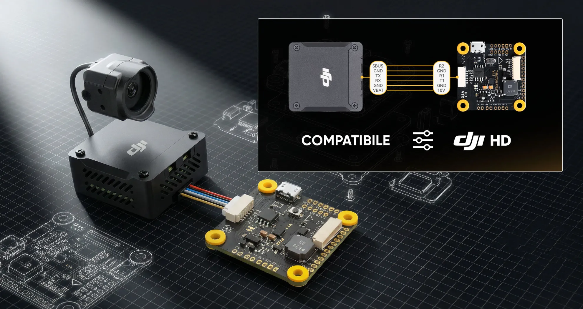 thobby f7 hd flight controller connect dji