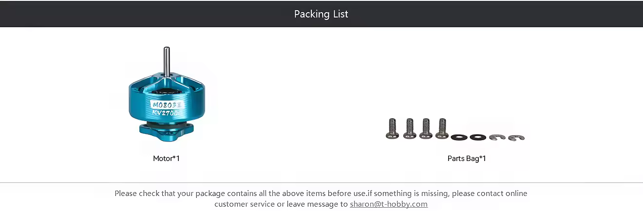 thobby m0703 ii motor packing list