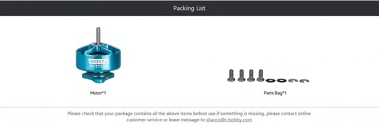 thobby m0703 ii motor packing list