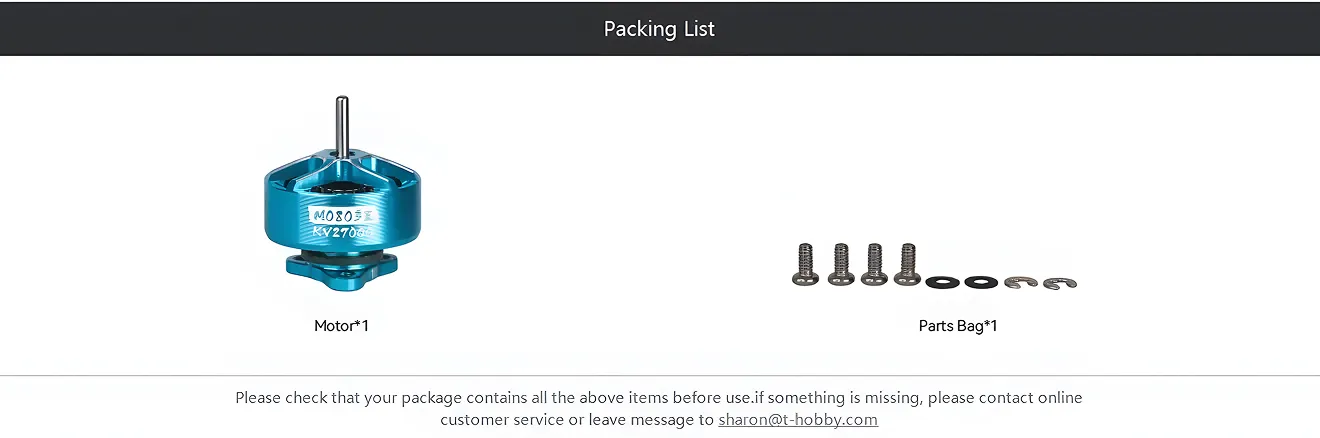 thobby m0703 ii motor packing list