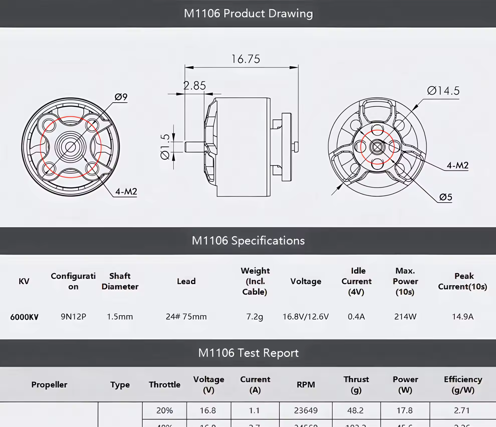 thobby m1106 unibell micro brushless motor for toothpick whoops fpv drone dimensions