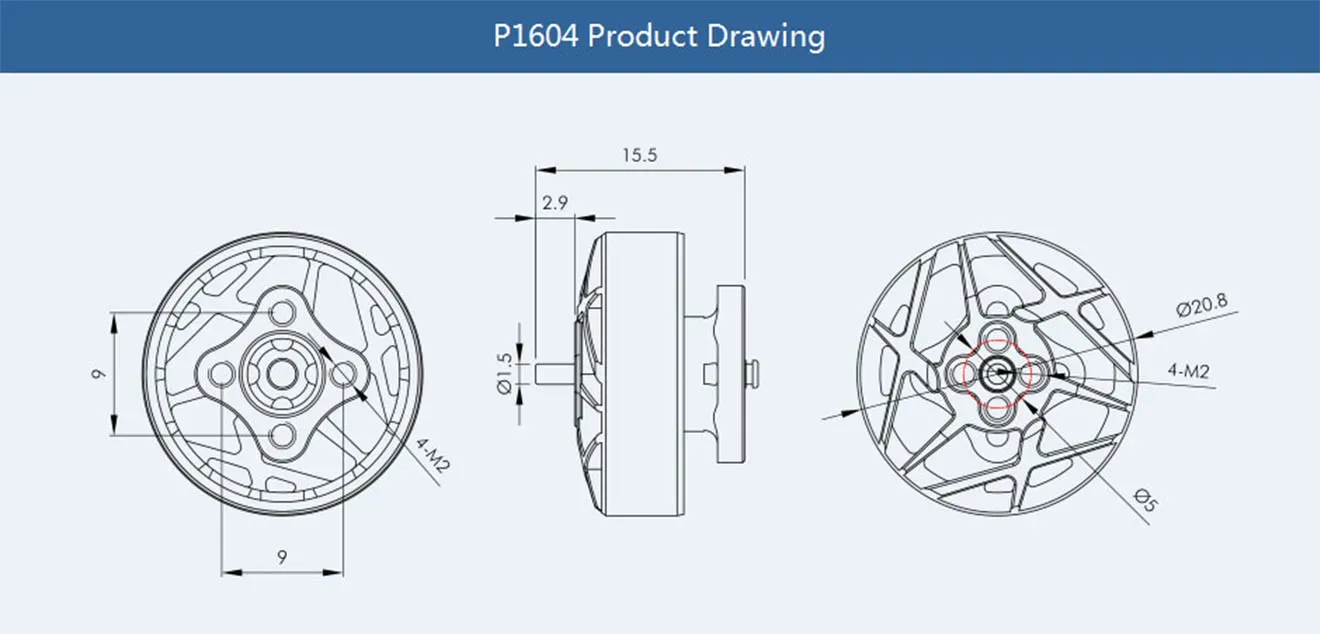 thobby p1604 3.5 inch freestyle fpv motor drawing