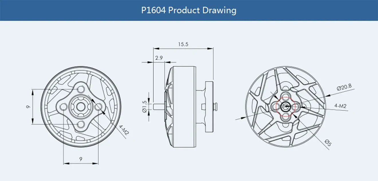 thobby p1604 3.5 inch freestyle fpv motor drawing