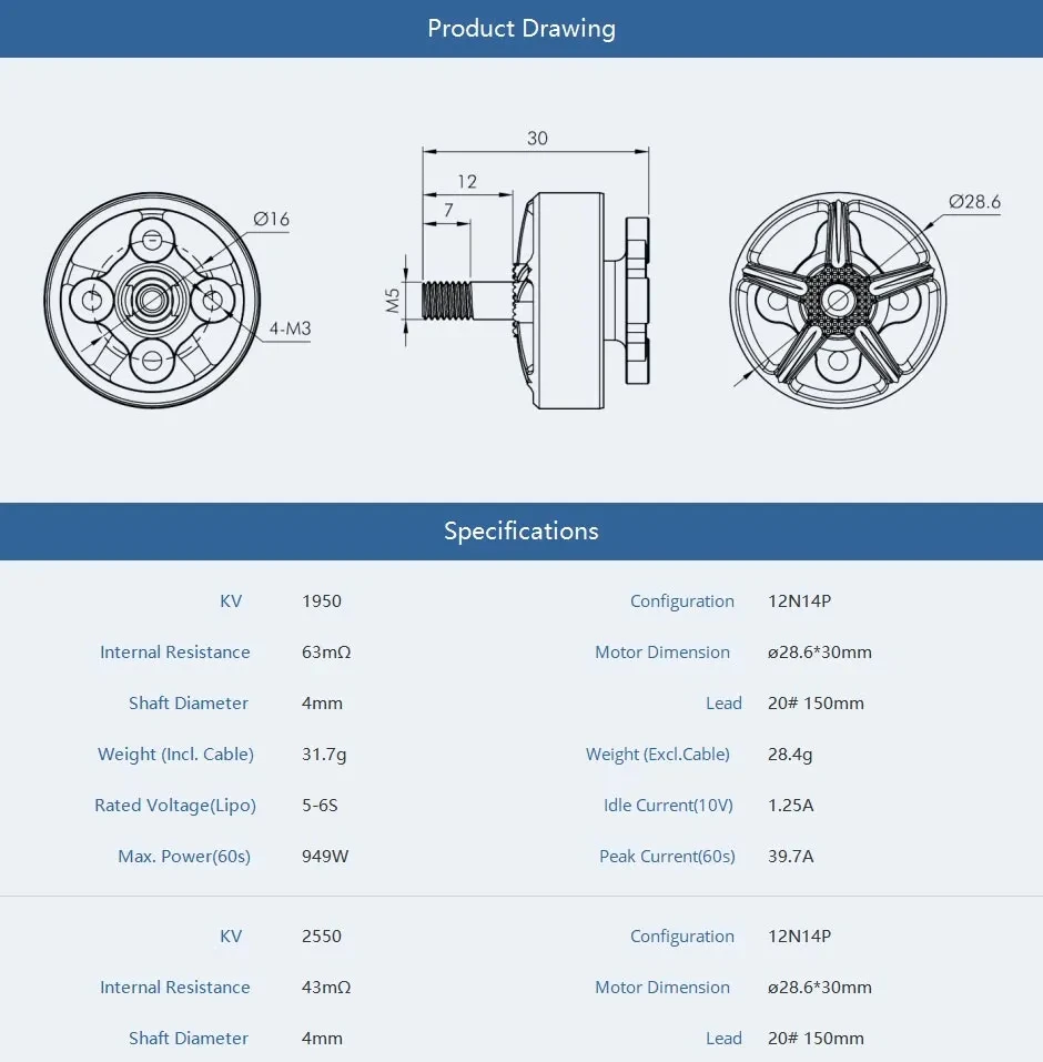 thobby pacer v2 p2306 motor product drawing