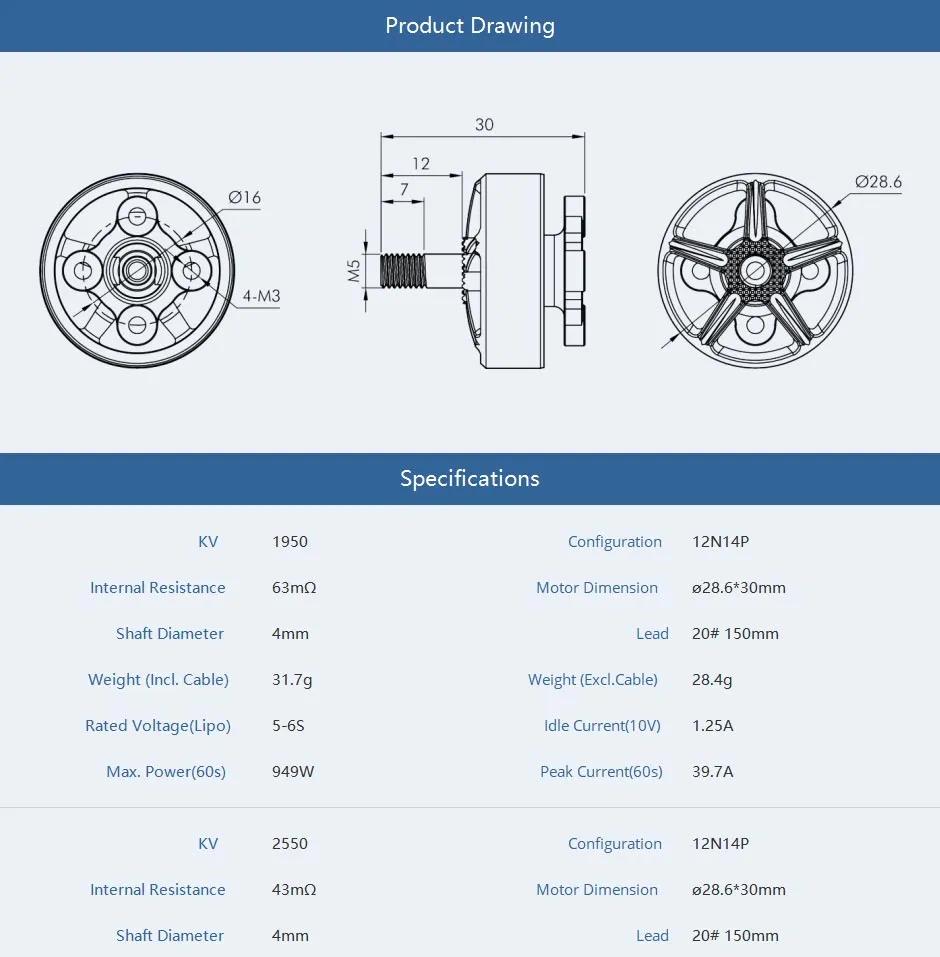 thobby pacer v2 p2306 motor product drawing