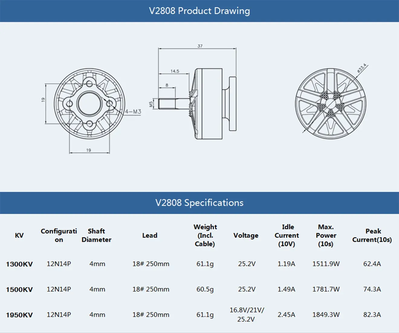 thobby velox v2808 drone motor drawing and specifications