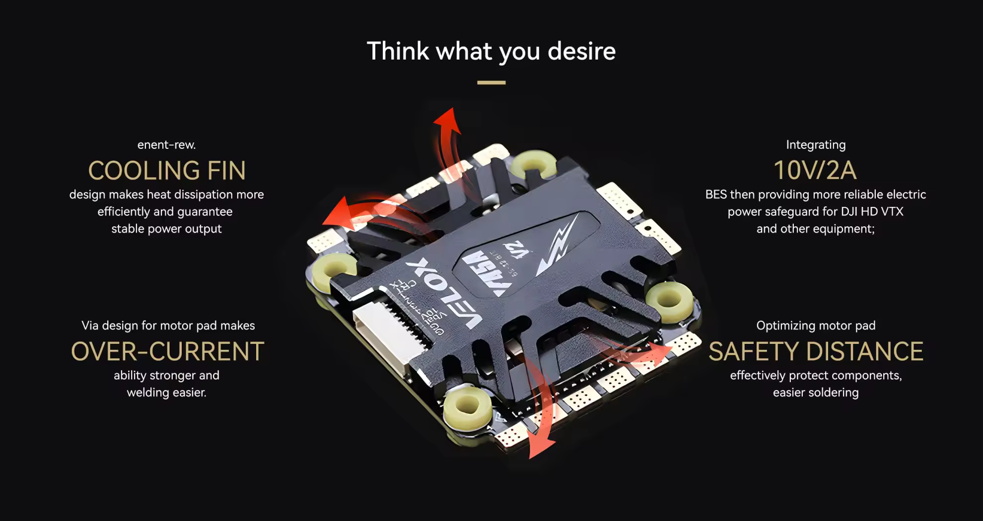 thobby velox v45a v2 3 6s blheli32 4 in 1 esc design highlights