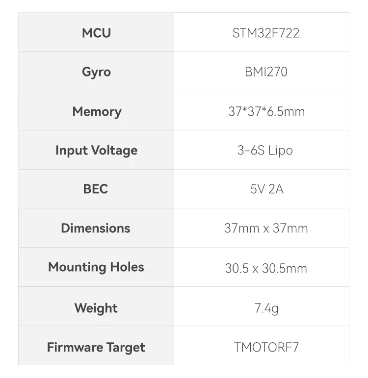 TMOTOR F7 HD Flight Controller with specification